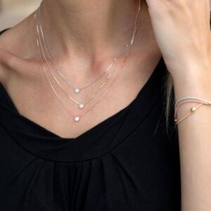 New! Triple Bezel Set Cubic Zirconia Necklace